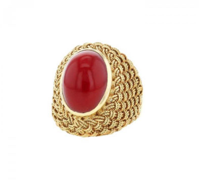 Bijou Vintage Bague or, corail