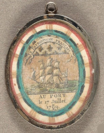 Bijou de la Révolution Pendant, miniature sur ivoire, métal