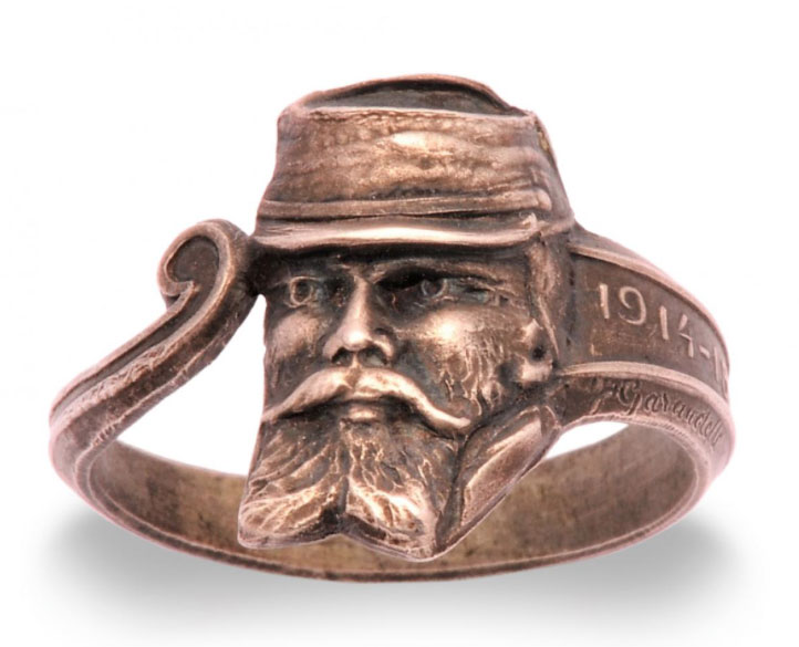 Bijou guerre 14-18 Bague en métal argenté Bijou guerre 14-18 Bague en métal argenté