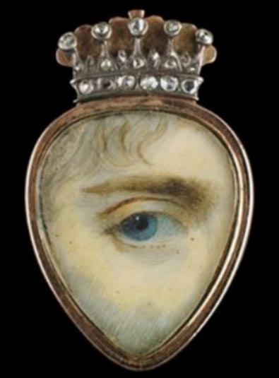 Bijou du XVIIIème "Oeil d'amoureux" Miniature sur ivoire, or, diamants