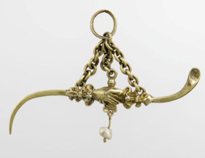 Bijou Renaissance Pendant cure-dent et cure-oreille, or, perle