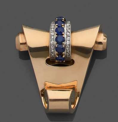 Bijou Tank et rétro Clip or rose, saphirs Verneuil, diamants Bijou Tank et rétro Clip or rose, saphirs Verneuil, diamants